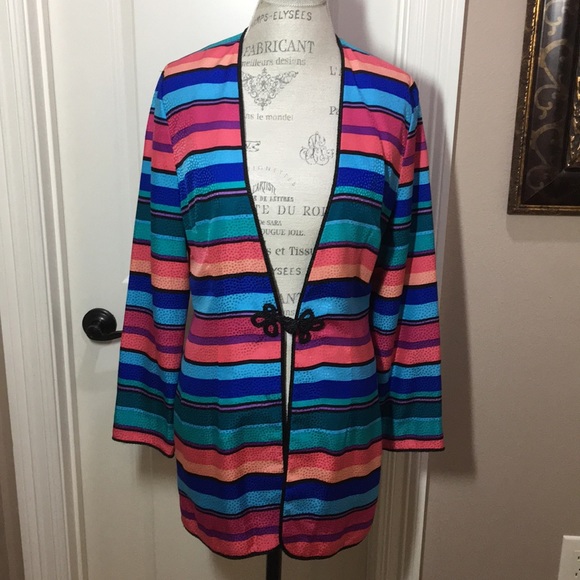 TALBOTS Sz 8, Silk, Multi-Color Tunic Jacket / Blazer, EUC original owner - Picture 1 of 8
